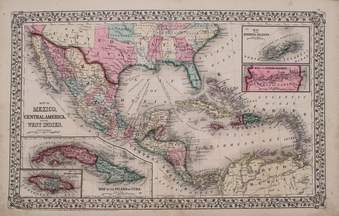 Mitchell: Map of the Caribbean & Mexico, 1867 (1 of 1)