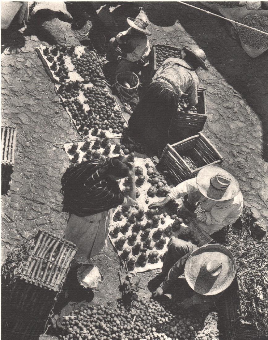 ANTON BRUEHL - Street Market Amanalco, Mexico: Artist: ANTON BRUEHL Print Title: Street Market Amanalco, Mexico Medium: Collotype Printing Date: 1933 Printer: Photochrome Press, USA Limited Edition of 1000, unnumbered copy Image Size: 7"x9" Paper 