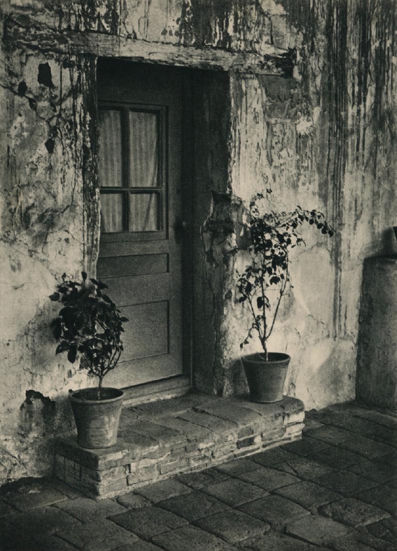 WILLIAM MORTENSEN - Doorway San Juan Capistrano Mission: Artist: WILLIAM MORTENSEN Print Title: Doorway San Juan Capistrano Mission Printing Date: 1937 Medium: Sheet-fed Gravure Printed in New York Image Size: 10" x 12" Please note that this lot has a confi