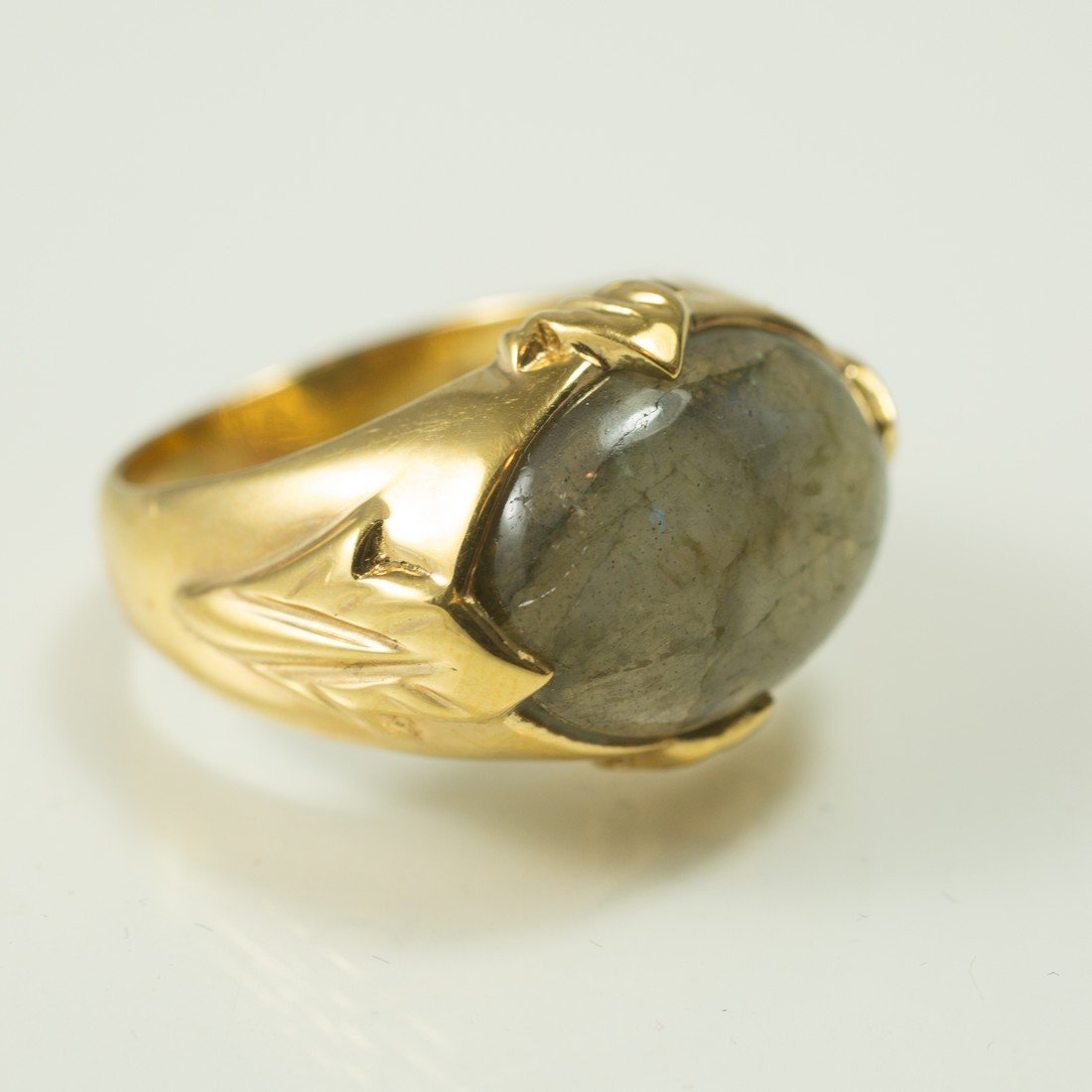 Badavici 14K Gold Silver Cabochon Agate Ring (1 of 10)