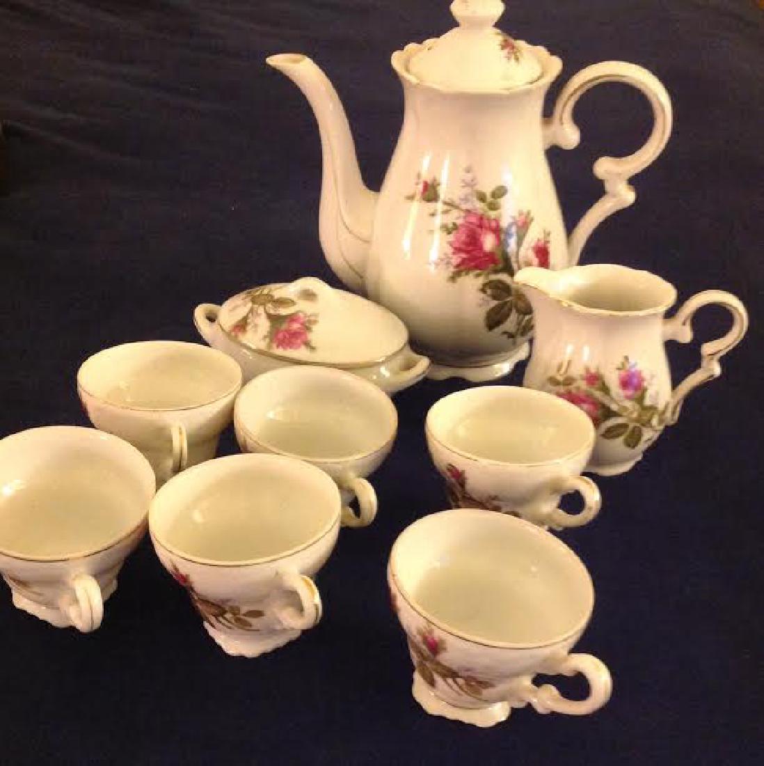 Vintage 9 Piece Gold Trim Porcelain Tea Set