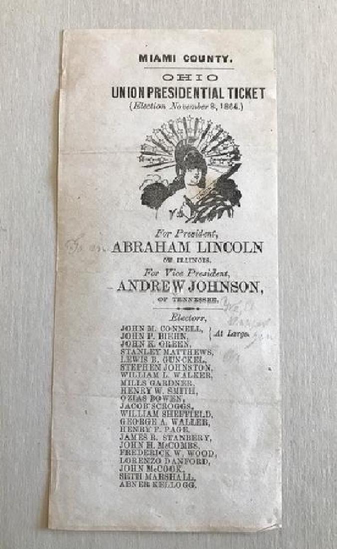 Abraham Lincoln 1864 Election Ticket (1 of 2)