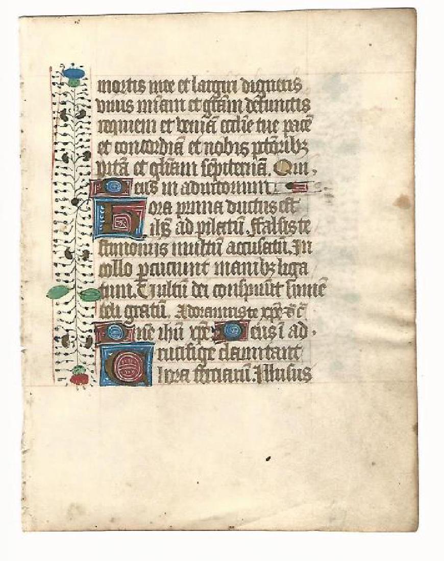Mid 15th C Illuminated Medieval Manuscript (1 of 2)