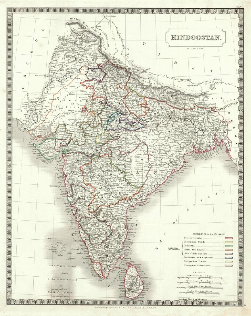 Sidney Hall: Map of Hindoostan, 1830 (1 of 1)
