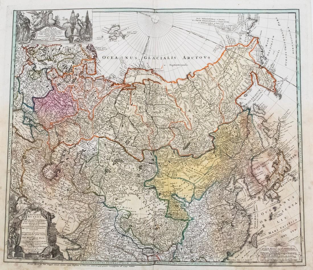 Homann: Map of Russia, 1753: 1753 J. Homann Map of Russia -- Imperii Russici et Tartariae Universae tam Majoris et Asiaticae, quam Minoris et Europaeae Tabula. 1753 Nurnberg. 19.2 x 22.4 in. A fantastic map of Russia from the Bal