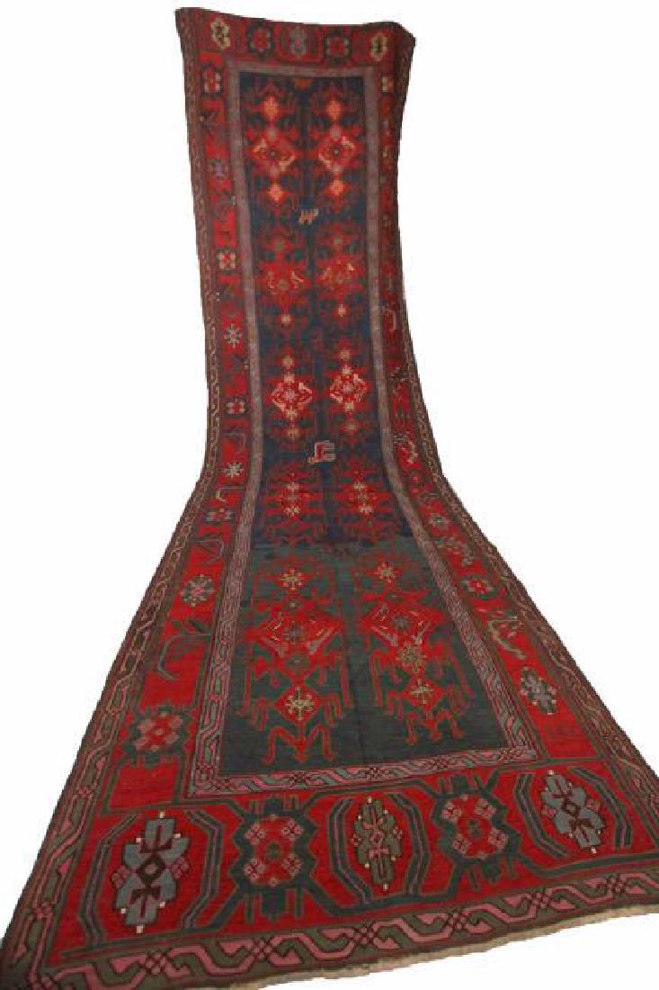 Antique Wool Avar Turkish Kelim Rug 5x18: Signed Antique Flat Woven Wool Avar Turkish Kelim Rug 5x18 C.1900 Please note that this lot has a confidential reserve. When you leave a bid in advance of the auction, submit your maximum. Jasper52 wi