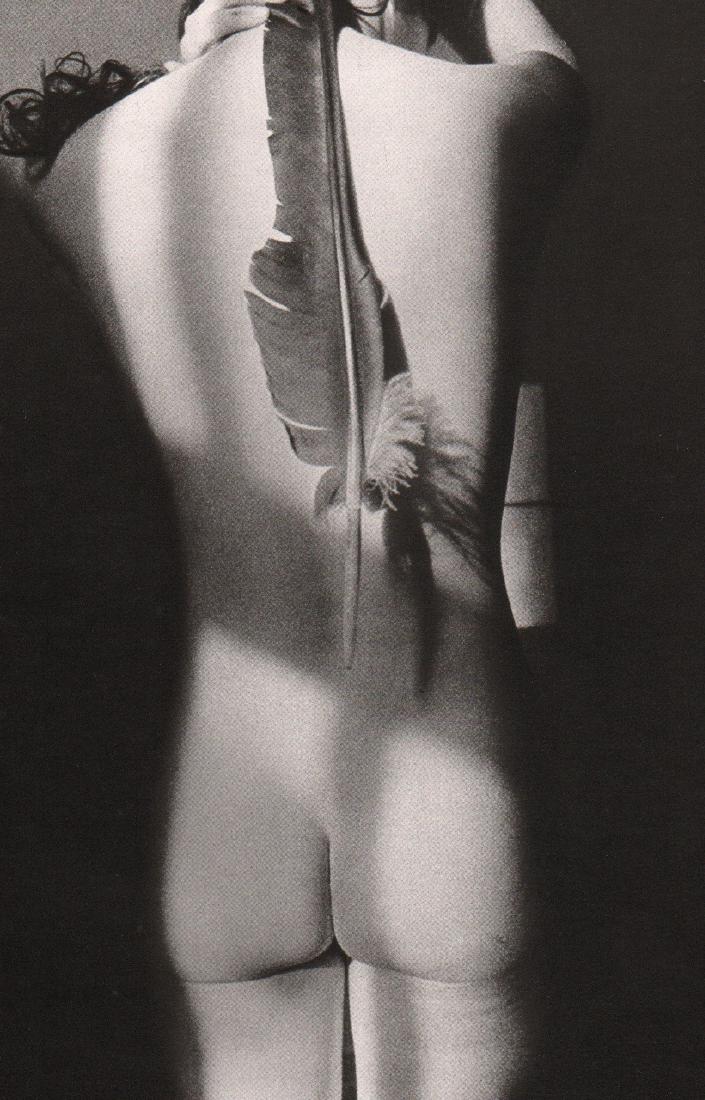 RALPH GIBSON - Nude with Feather: Artist: RALPH GIBSON Print Title: Nude with Feather Printing Date: 1986 Medium: Sheet-fed Gravure Printer: Heraclio-Fournier, Spain Image Size: 5.5" x 9". No Reserve: This lot starts at $1 and has no
