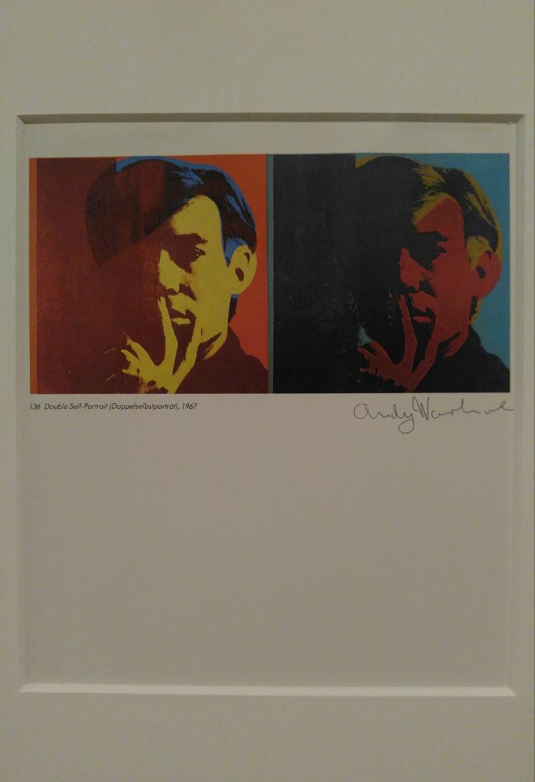 Andy Warhol: Double Self Portrait, 1986 Signed: Andy Warhol Double Self portrait 1986 From "Portraits of the Seventies and Eighties" Published and Printed in 1986 Edition Artist Book Proof Hand signed by Andy Warhol. Size 9 1/2 x 10 inches. Framed