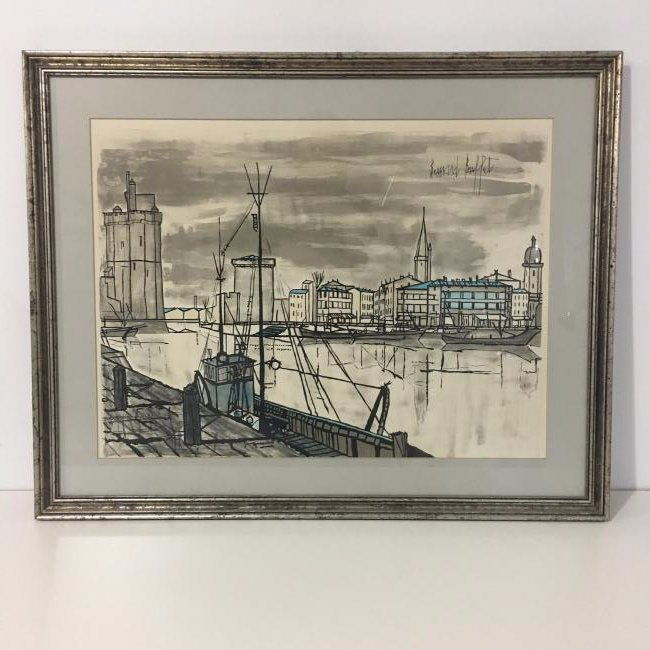 Bernard Buffet: Le port de la Rochelle: Bernard Buffet: Le port de la Rochelle. Lithograph signed in the plate 76x60 frame 60x45 Please note that this lot has a confidential reserve. When you leave a bid in advance of the auction, submit yo