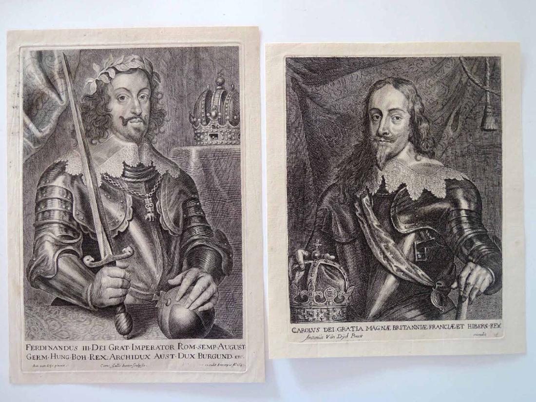 Two Anthony van Dyck Engravings: Domestic: Free Shipping 1-Anthony van Dyck (Flemish 1599-1641) Portrait of Ferdinand III. Holy Roman Emperor (1608-1657) Engraved by Cornelis Galle II (Flemish 1615-1678) From Anthony van Dyck’s Ico