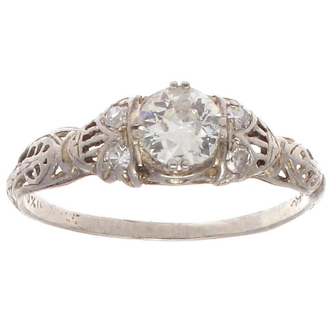 Art Deco Platinum Diamond Engagement Ring, 1930s (1 of 4)