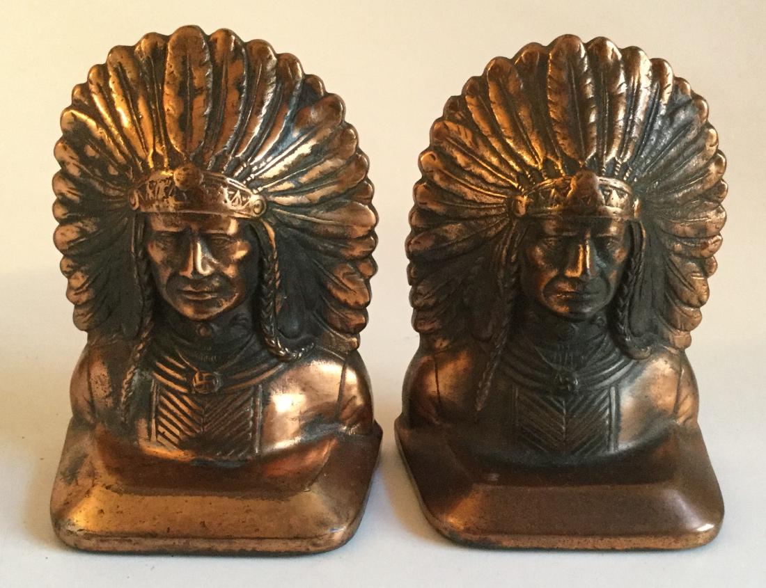 Pair of Cat Iron Indian Chief Bookends (1 of 4)