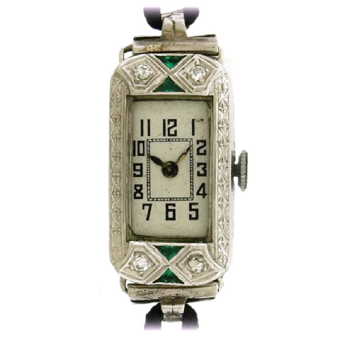 Antique Diamond Emerald Deco Wristwatch | 1920 (1 of 2)