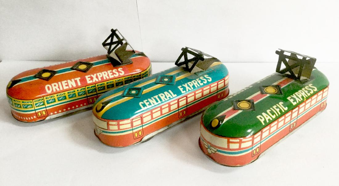 Three Friction Tin Toy Trains (1 of 3)