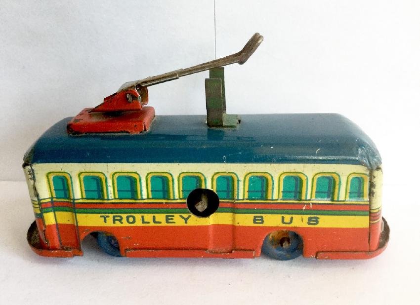 Mini "Trolley Bus" Tin Wind Up Toy (1 of 3)