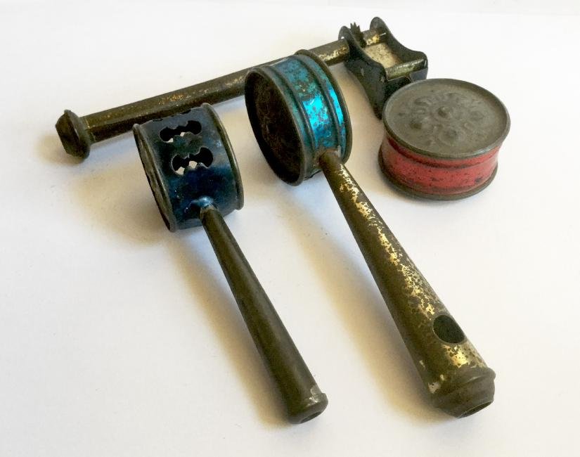 Three Late 19th Century Tin Baby Rattles (1 of 3)
