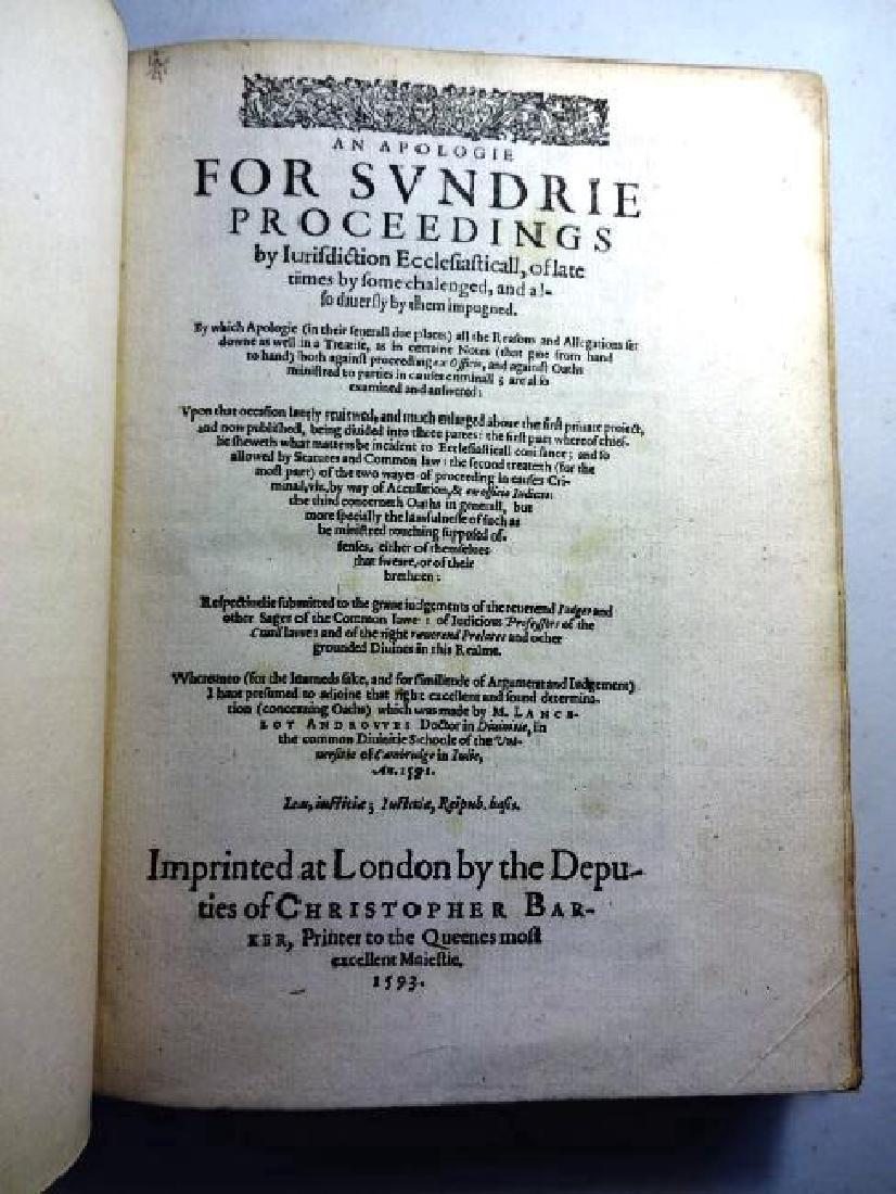 1593 An Apologie For Sundrie Proceedings 2 Volumes (1 of 6)