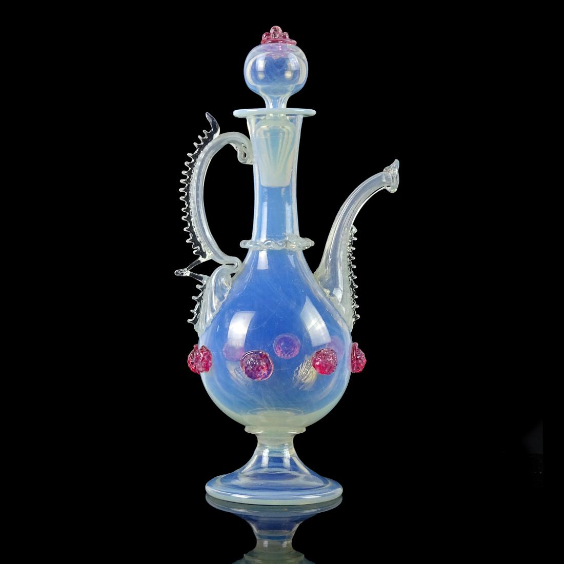 Salviati Venetian Opal Pink Art Glass Ewer Pitcher (1 of 1)
