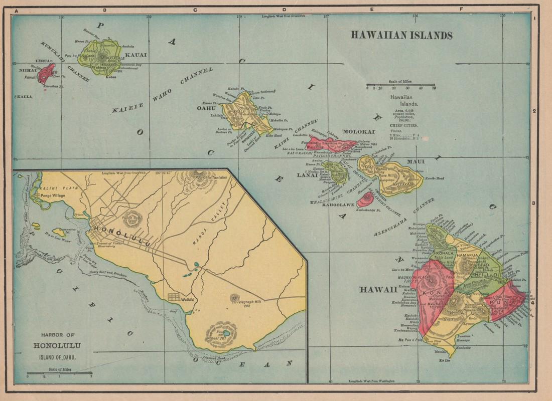 Hawaiian Islands Map, George Cram, 1906 (1 of 1)