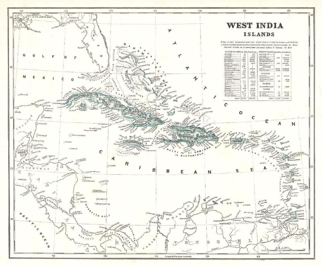 West India Islands Map, 1842 (1 of 1)