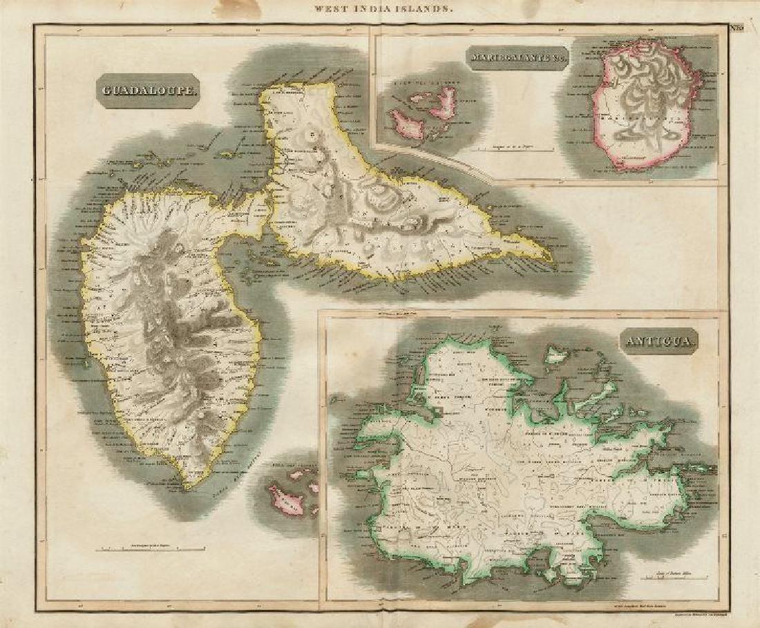 Antigua, Guadeloupe, Caribbean Map, Thomson, 1817 (1 of 2)