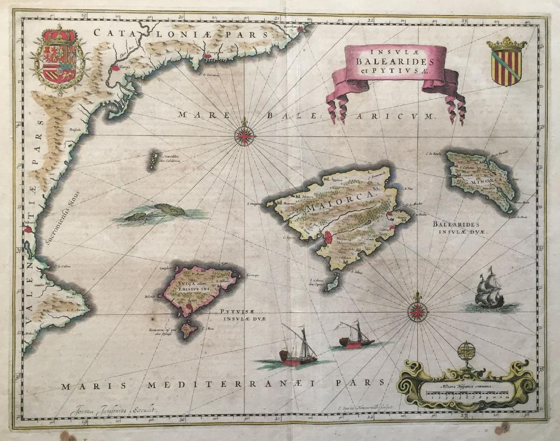 Majorca, Minorca, & Ibiza Islands Map, Jansson, 1650 (1 of 1)