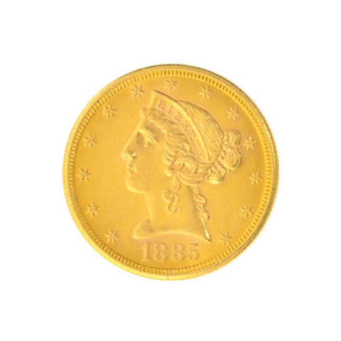 1885 $5 U.S. Liberty Head Gold Coin (1 of 2)