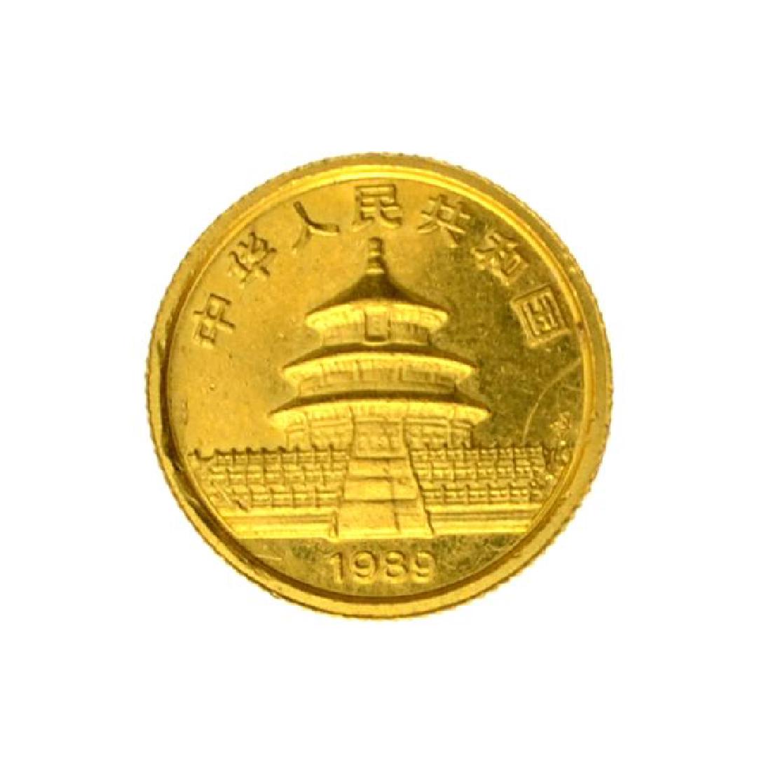 1989 1/20th Small Date Gold Panda 5 Yuan MS Coin (1 of 2)