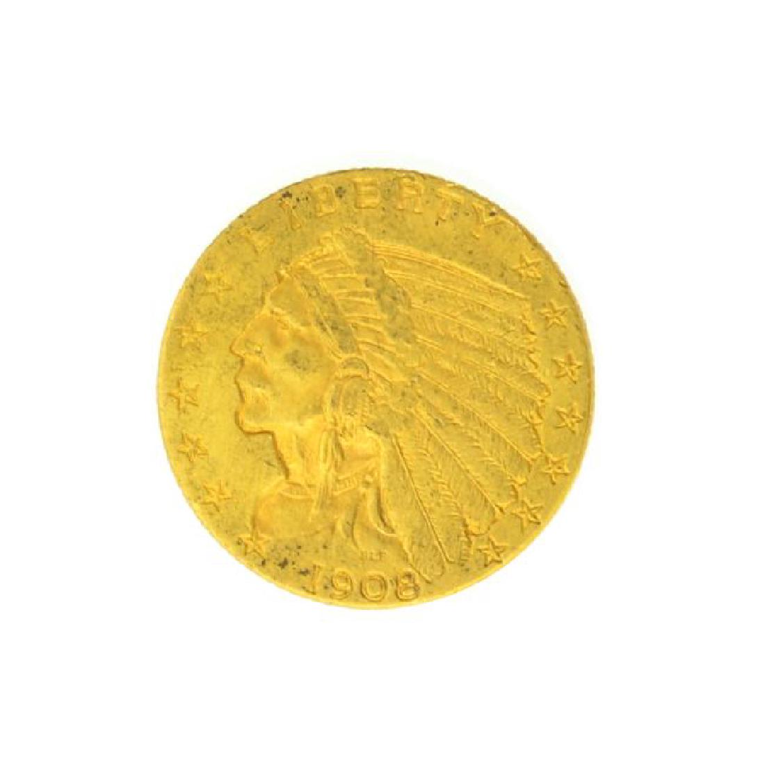 1908 $2.50 U.S. Indian Head Gold Coin (1 of 2)