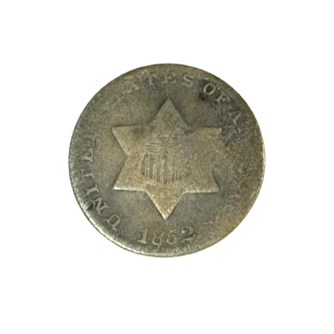 1852 Silver Three Cents Piece Coin (1 of 2)