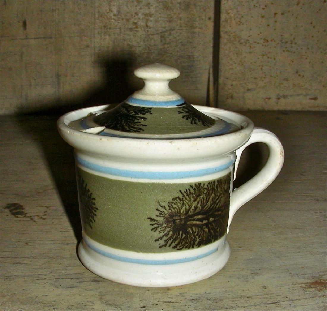 Mochaware Mustard Pot & Lid, c. 1840 (1 of 8)