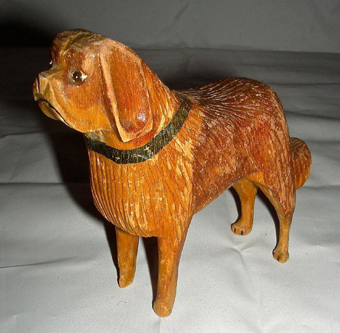 Small Carved Wood St. Bernard Dog with Original Surface (1 of 7)