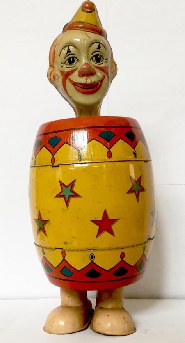 Tin CLOWN in Barrel Wind Up Toy (1 of 4)