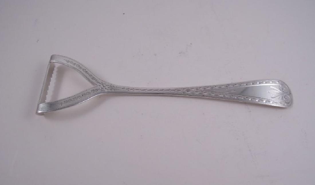 George Sharp Sterling Engraved All Silver Corn Scraper: George Sharp Sterling Engraved All Silver Corn Scraper Extremely Rare. Piece is in excellent estate fresh condition and has never been monogrammed. Piece measures 7 1/8" in length, hallmarked as shown