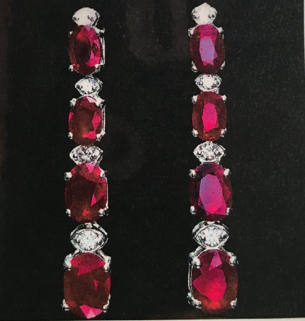 14K Gold 7ct Ruby 0.30ct Diamond Earrings (1 of 9)