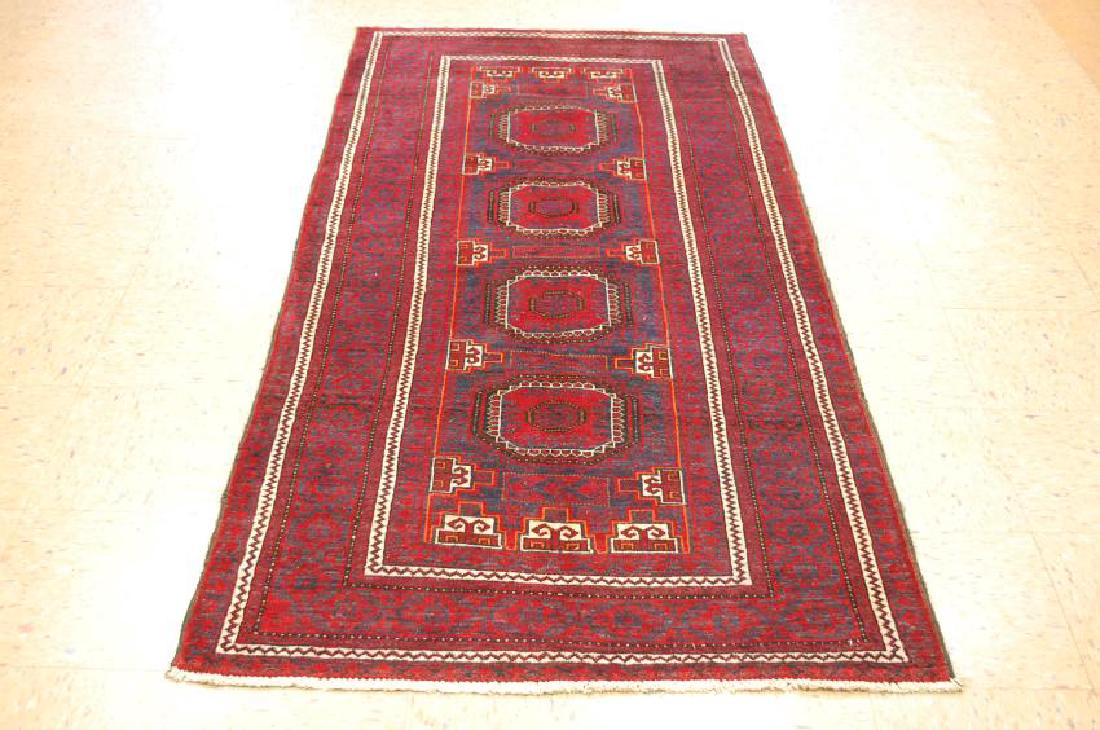 Antique Blue Field Persian Balouch Rug Runner 3.5x7.3 (1 of 10)