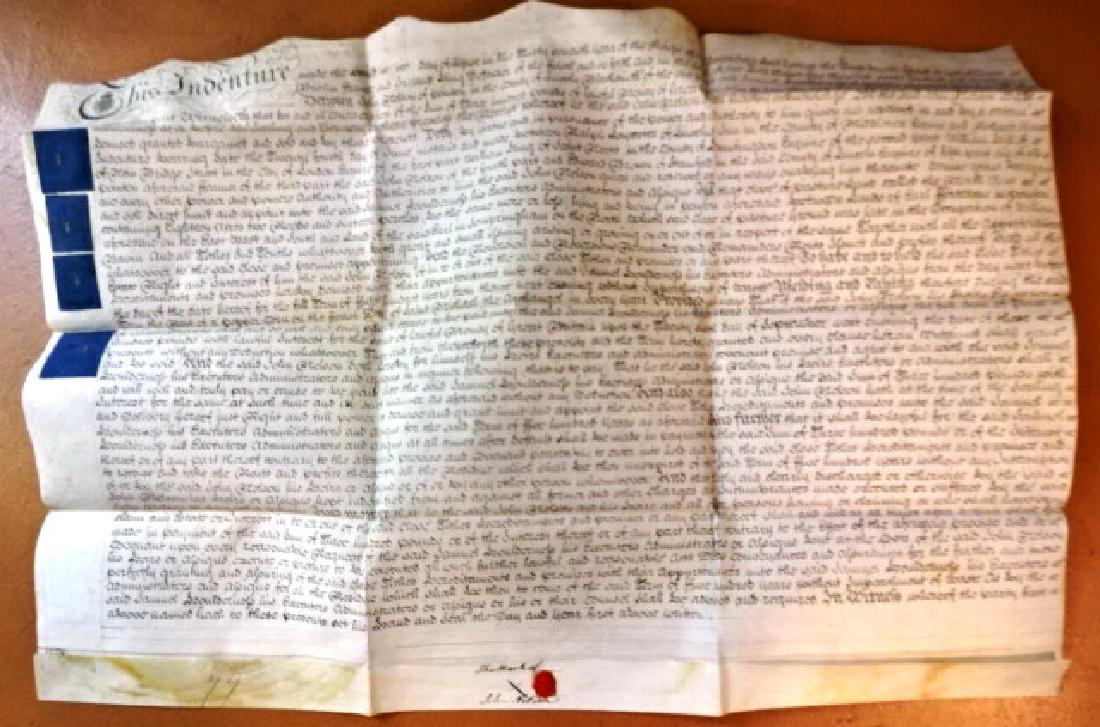 1797 Fine Manuscript Vellum Indenture w/ Seal (1 of 4)