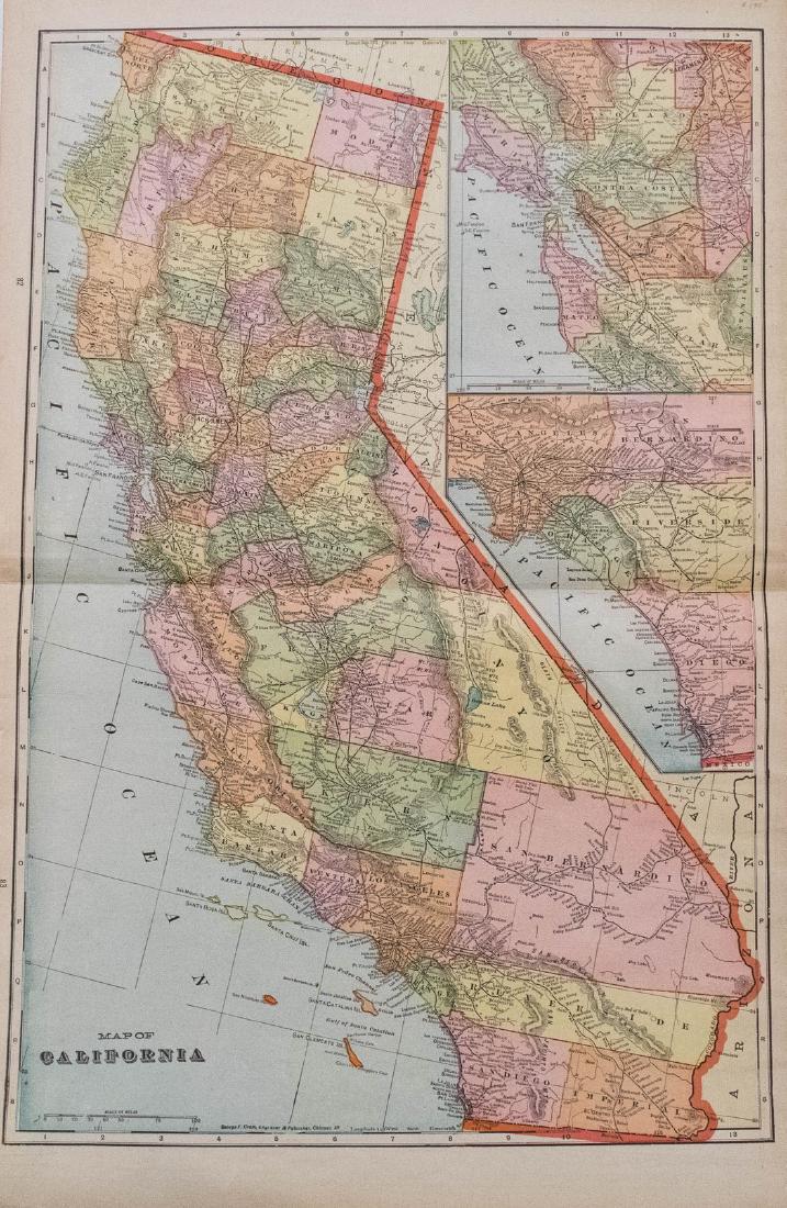 Cram: California Map with Verso, 1908 (1 of 3)