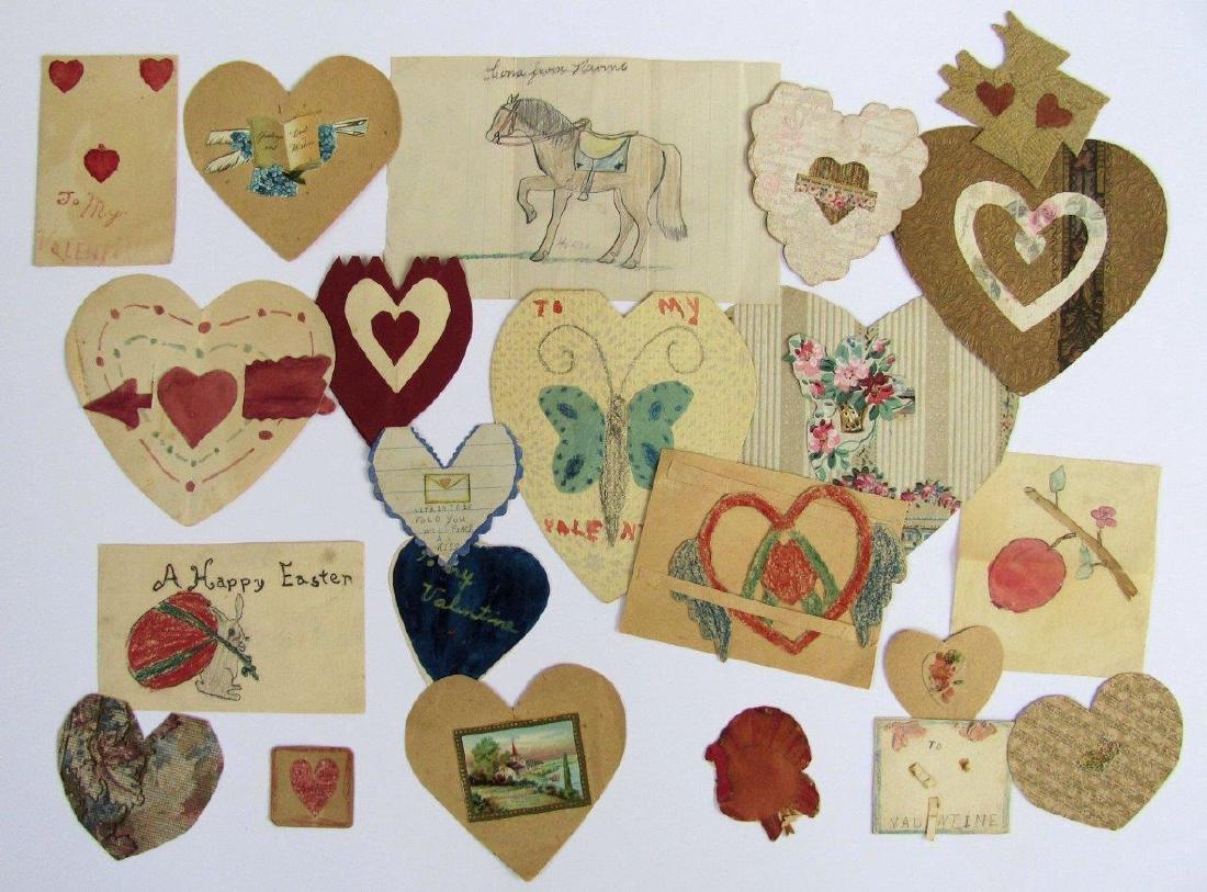 Lot Of 22, Ca. 1923 Antique Folk Art Valentines (1 of 2)