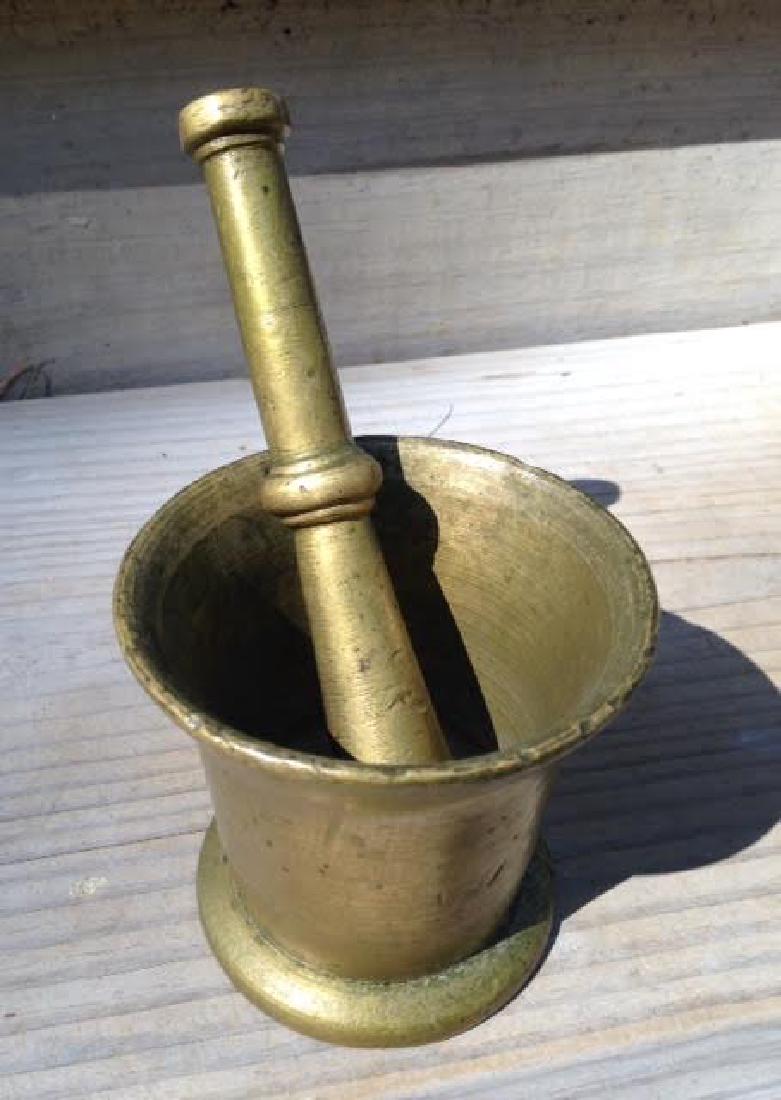 Circa 1800 Solid Brass Mortar & Pestle (1 of 2)