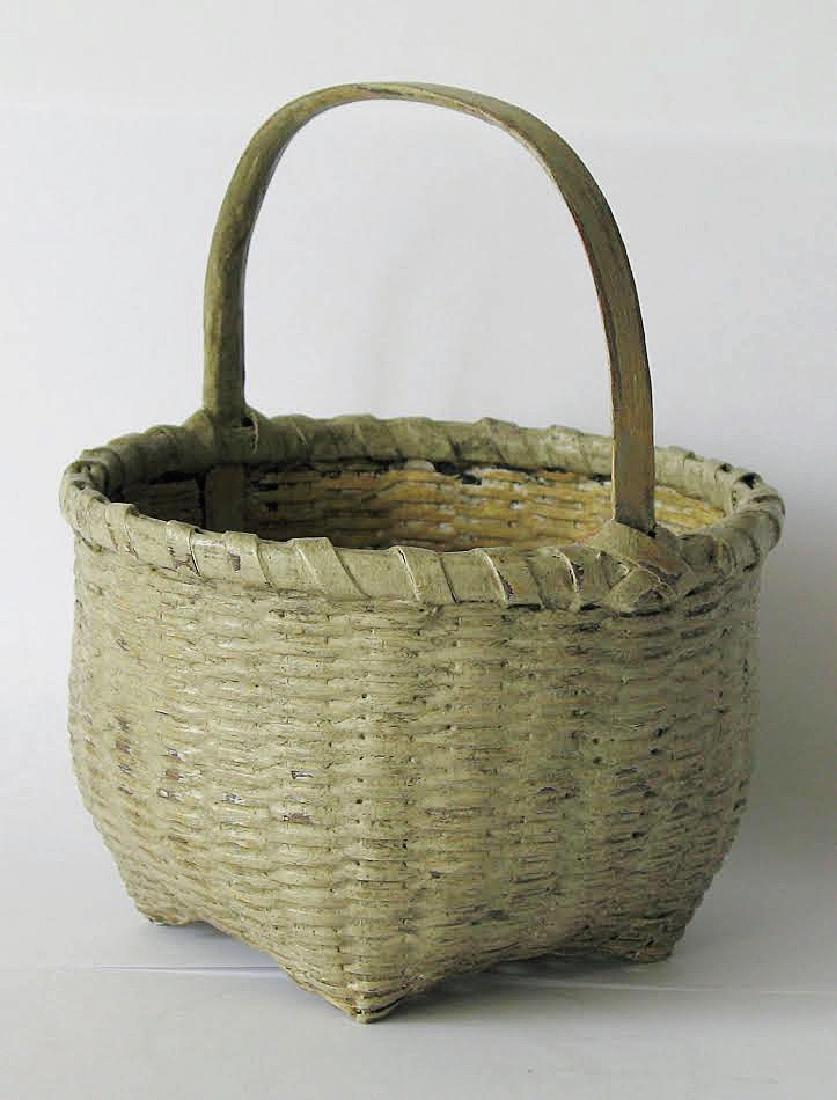 Small Painted Basket In Old Celery Green Paint (1 of 2)
