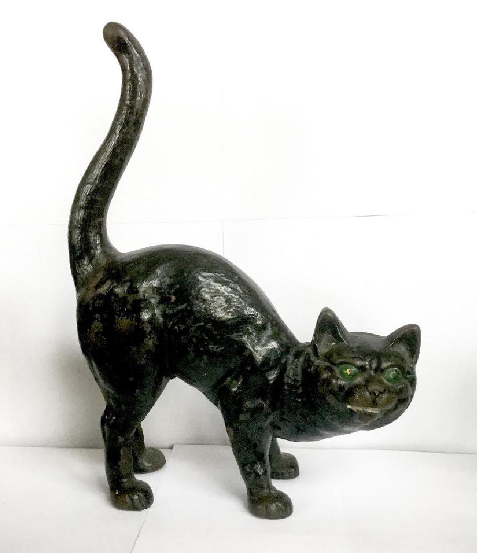 Hubley Cast Iron Full Bodied Black Cat Doorstop (1 of 3)