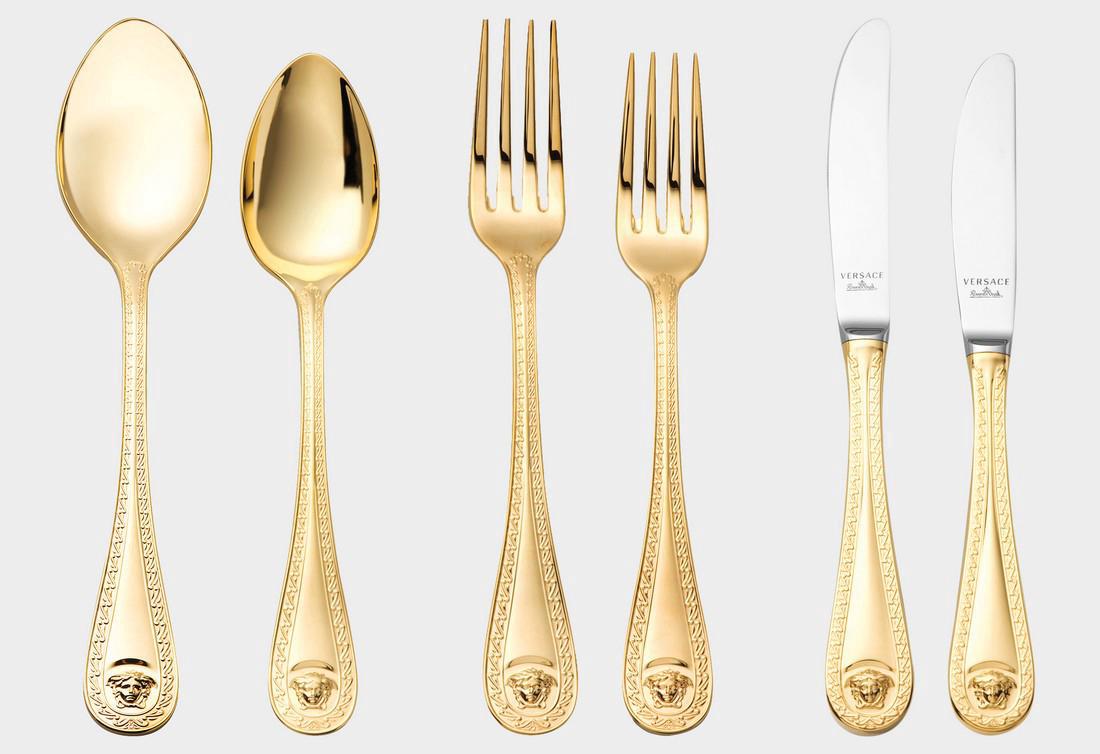 Set of 36 Rosenthal Meets Versace Medusa Gold Flatware