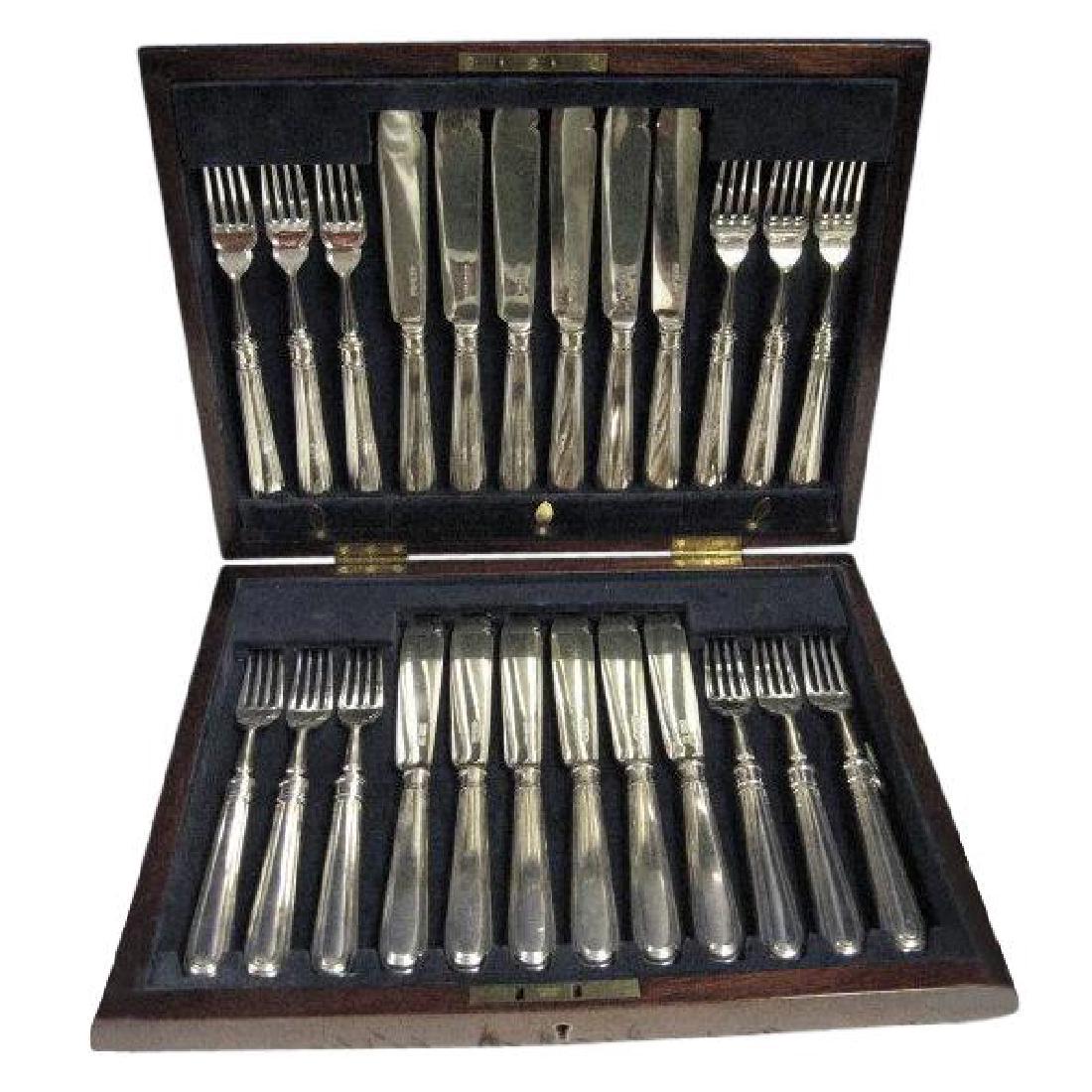 Antique English Sterling Silver Fish Knives & Forks (1 of 2)