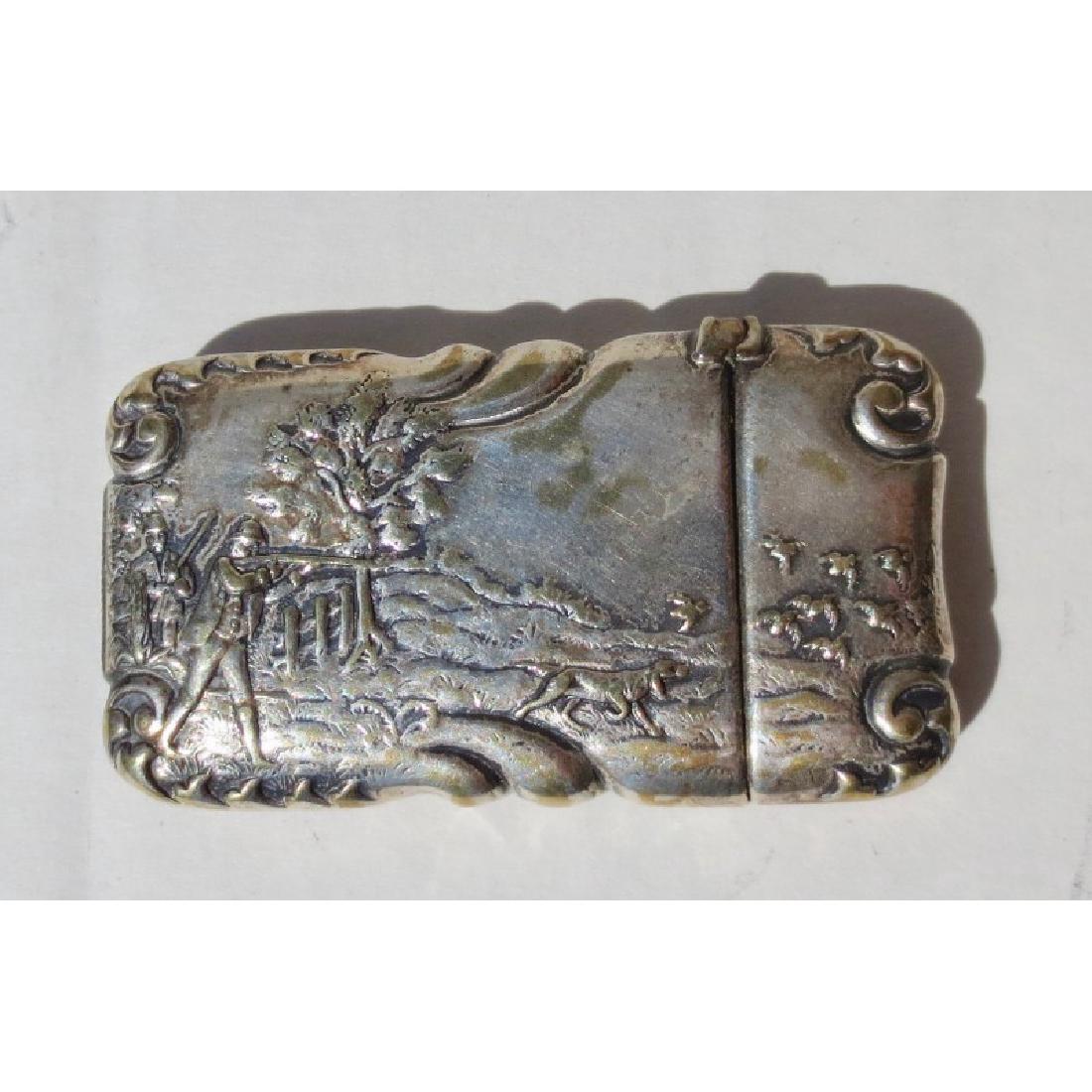 Silver Match Safe with Bird Hunters and Dogs (1 of 3)