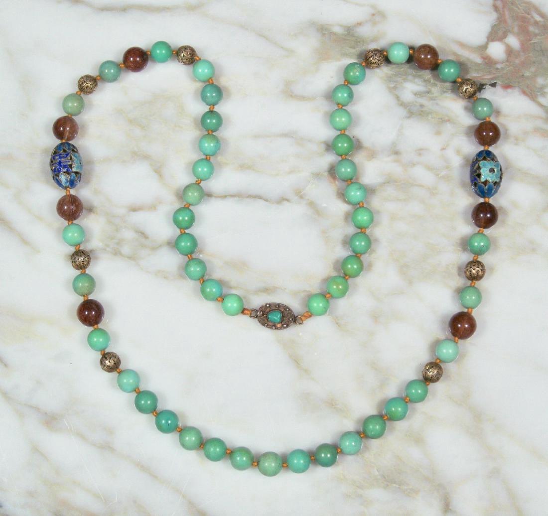 Antique Chinese Qing Turquoise Quartz Silver Necklace (1 of 9)