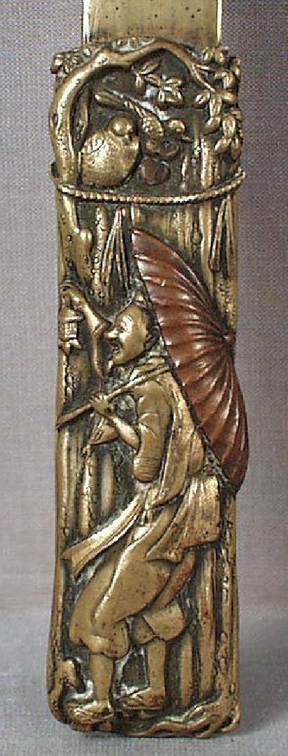 Japanese Bronze Man Umbrella Page Turner, 19th C (1 of 5)