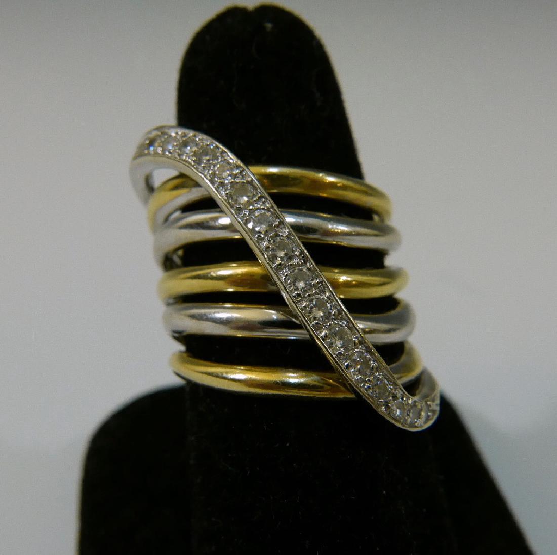 Retro 14k Retro Yellow and White Gold Diamond Ring (1 of 6)