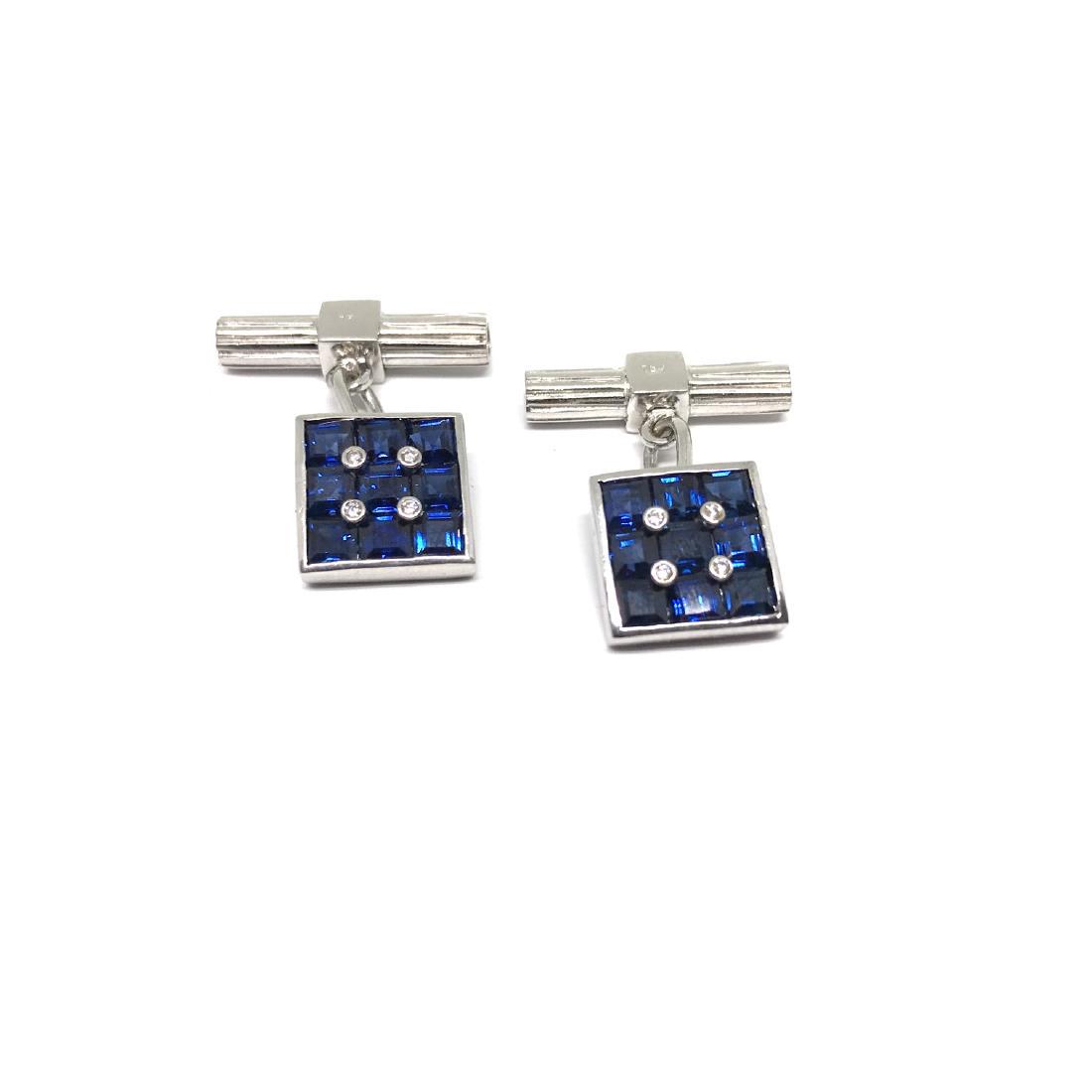 Vintage Platinum Sapphire Diamond Cufflinks (1 of 3)