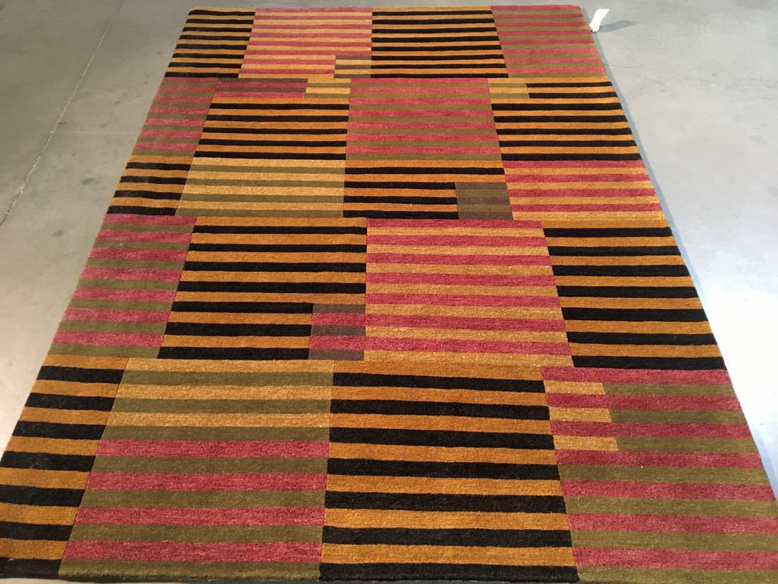 Carved Tibetan Hand Knotted Wool Rug 5.0x8.2 (1 of 7)